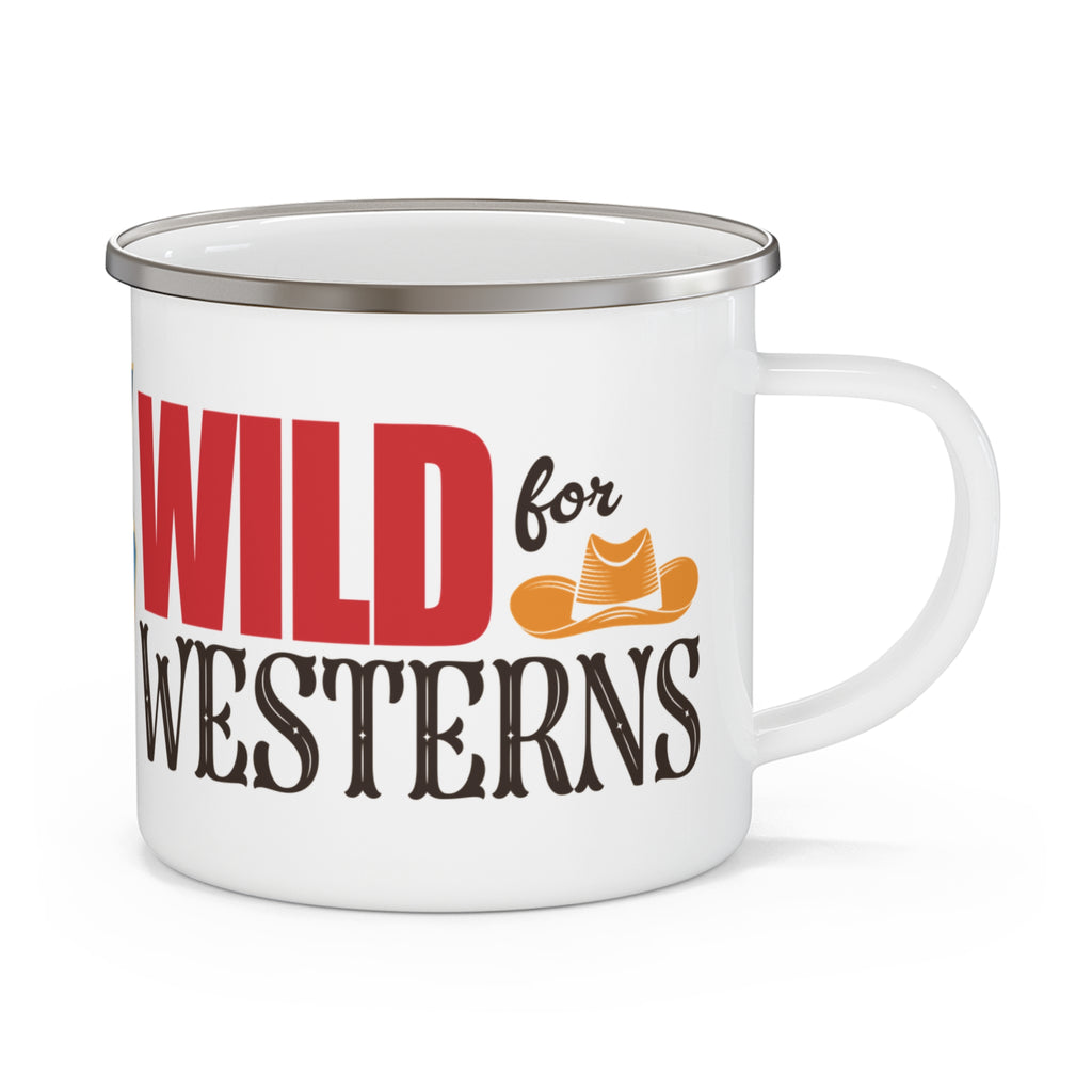 Wild for Westerns Enamel Camping Mug — Retro Cowboy Travel Cup
