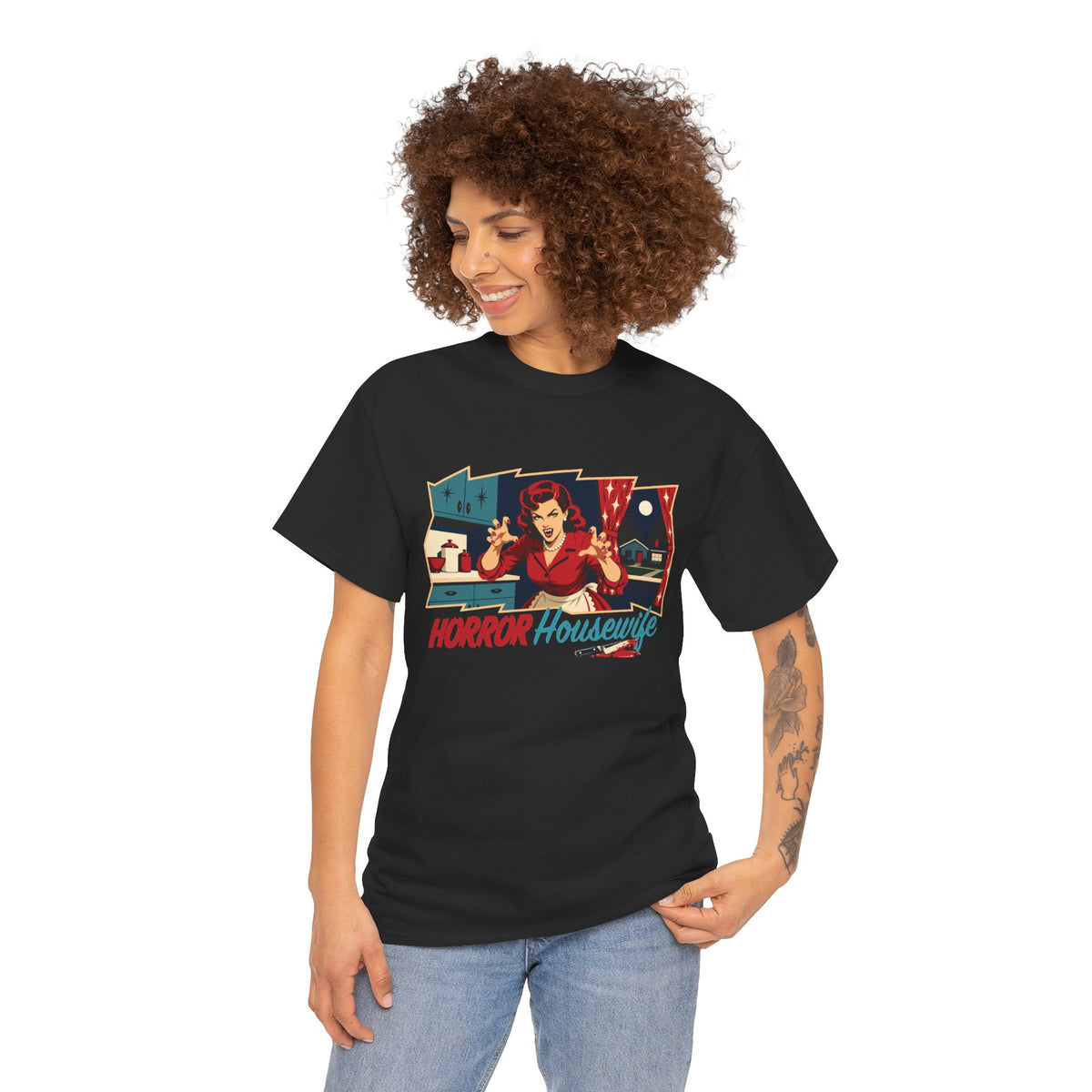 Horror Housewife Retro Graphic T-Shirt