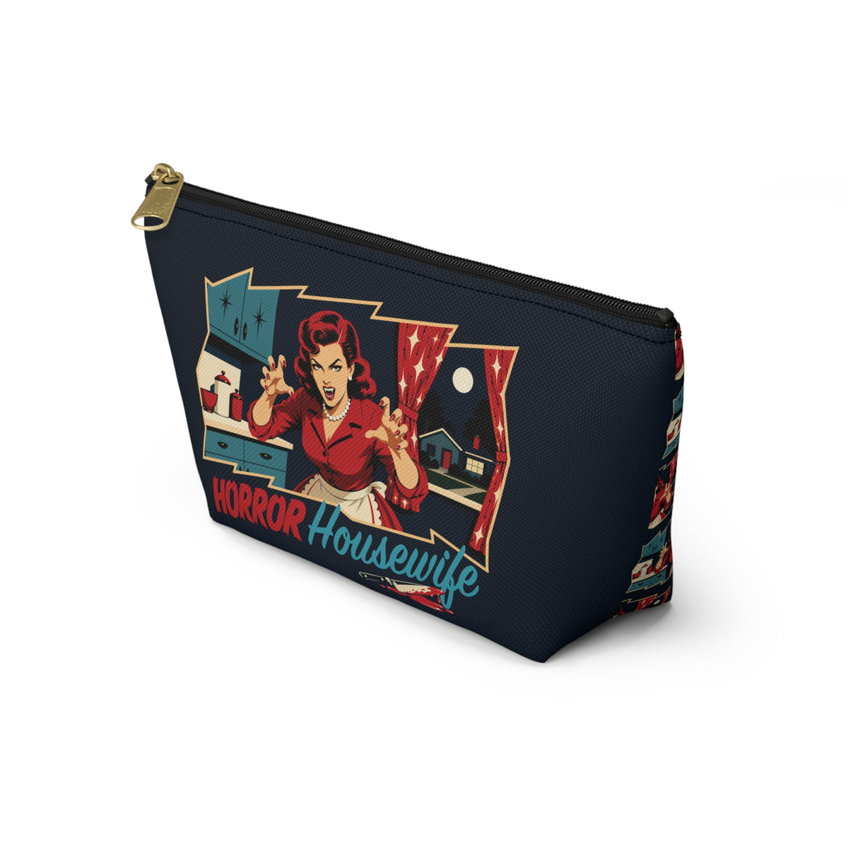 Retro Cosmetic Bag with 'Horror Housewife Design