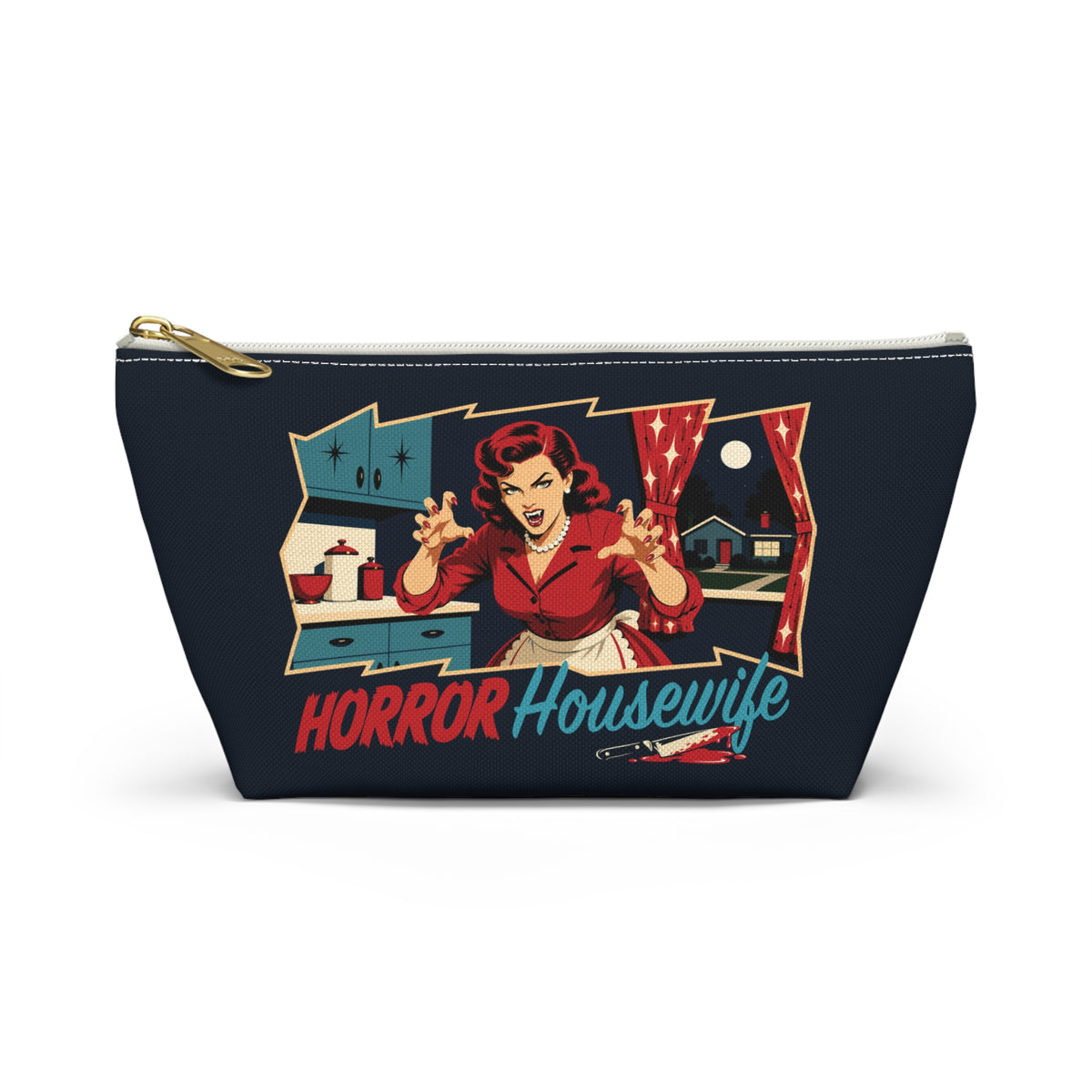 Retro Cosmetic Bag with 'Horror Housewife Design