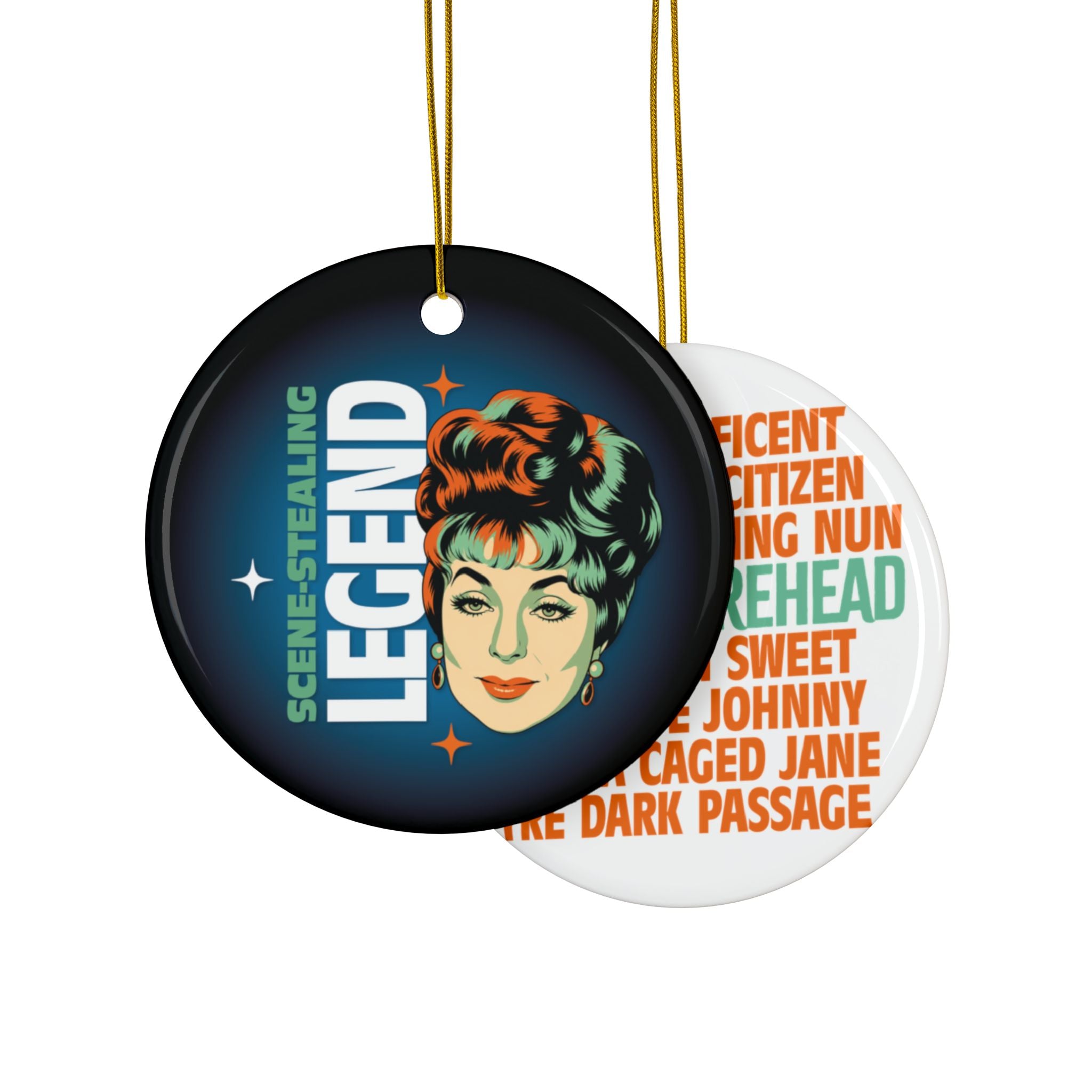 Scene-stealing Legend Ceramic Ornament — Agnes Moorehead Tribute Holiday Keepsake