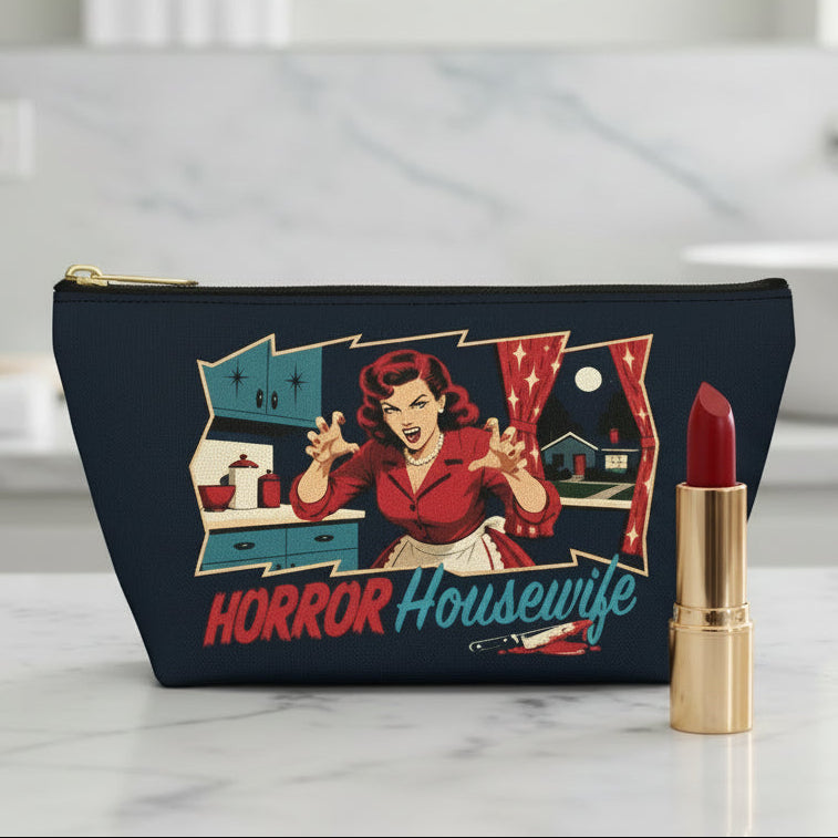 Retro Cosmetic Bag with 'Horror Housewife Design