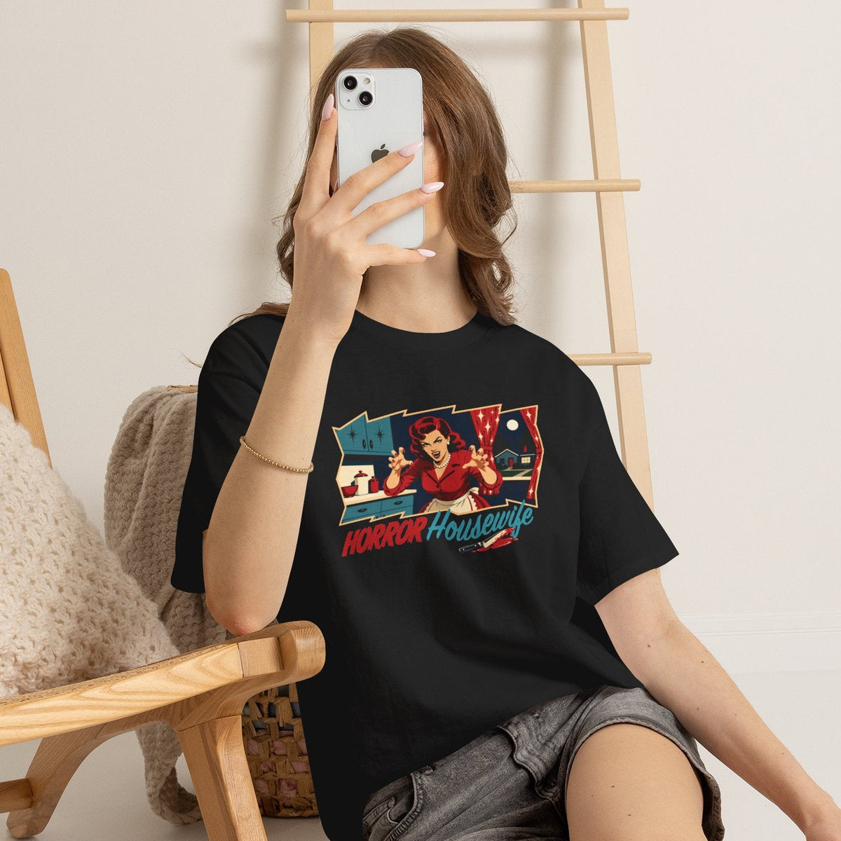 Horror Housewife Retro Graphic T-Shirt