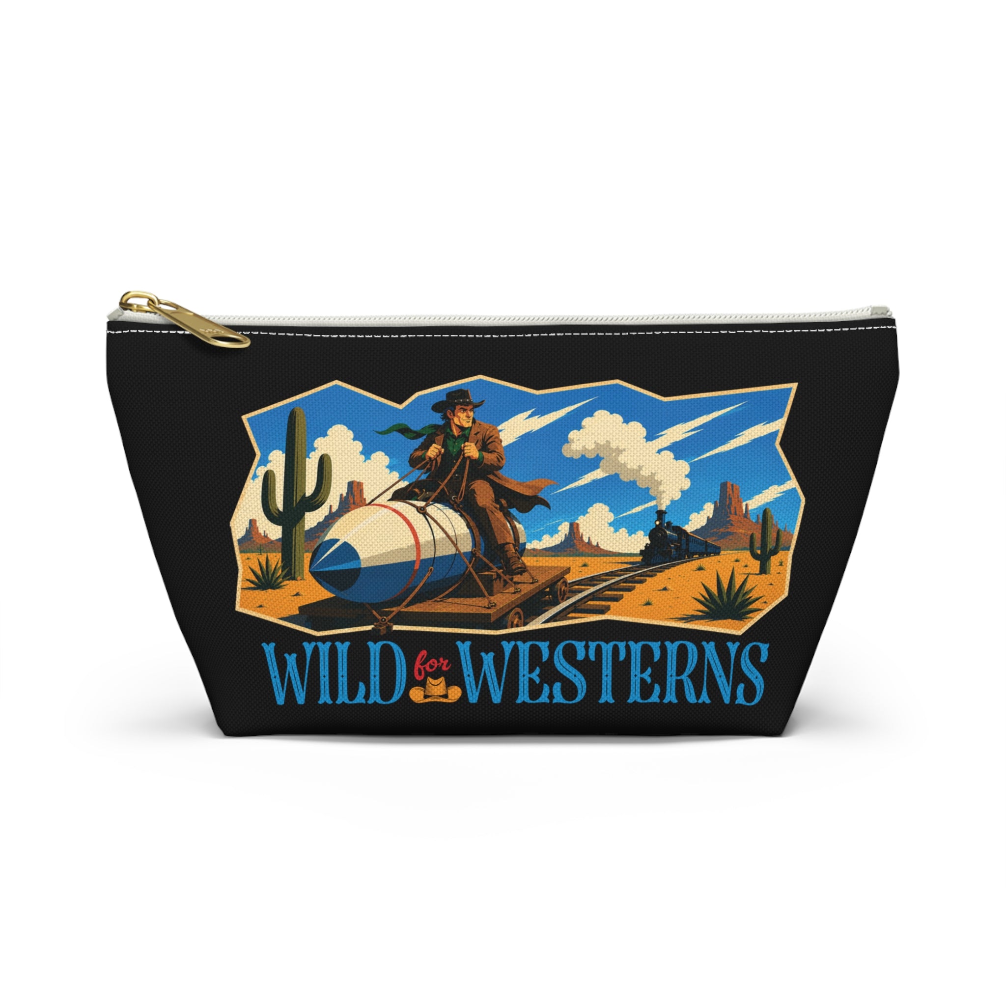 Retro Cowboy Cosmetic Bag with 'Wild for Westerns' Design