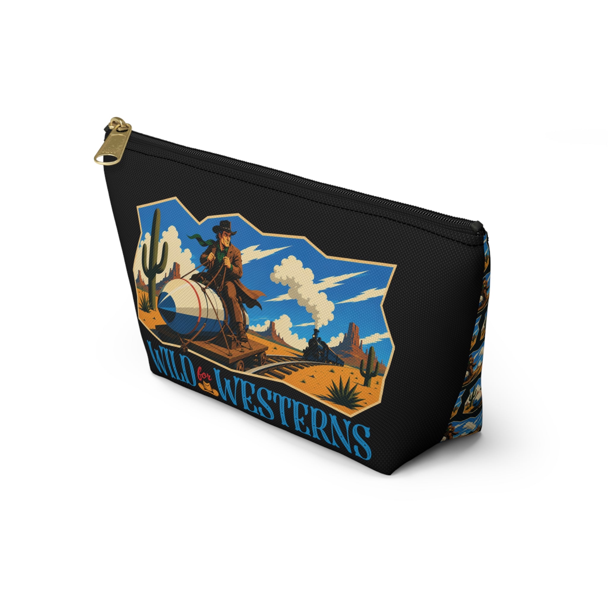 Retro Cowboy Cosmetic Bag with 'Wild for Westerns' Design