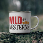 Wild for Westerns Enamel Camping Mug — Retro Cowboy Travel Cup